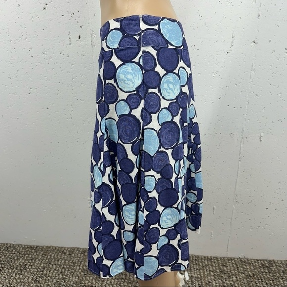 Boden Women’s Size US 4 UK 8 Linen Blue Cirle Print A Line Lined Skirt - Picture 3 of 10